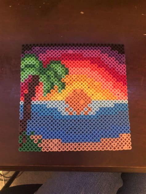 Perler Bead Beach Sunset Landscape