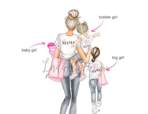 Mommy And Me Art Girly Art Girly Print Little Girl Mom Print Girls