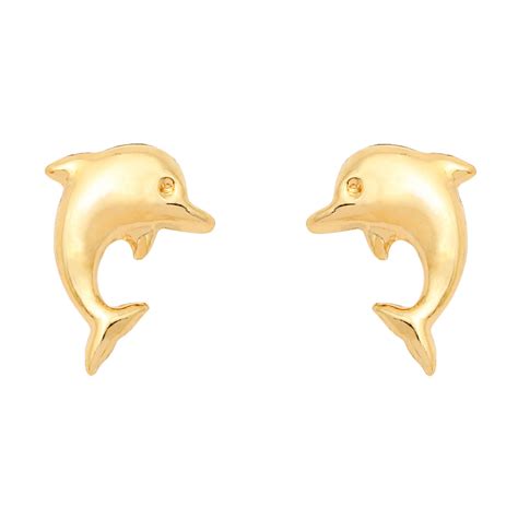 Boucles D Oreilles Dauphins Vis Or Jaune 9ct PremierCadeau