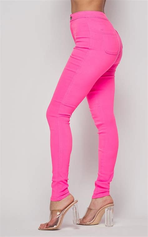 Expensive Neon Pink Stretch Denim Jeans Shop