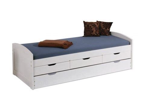 Lit Gigogne Ulli En Pin Massif Blanc Couchage X Cm Et Tiroirs