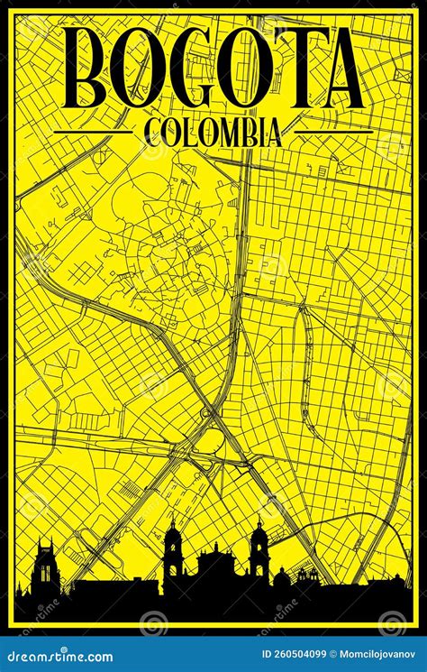 Mapa De La Red De La Red De Calles Del Centro De Bogota Colombia Ilustración Del Vector