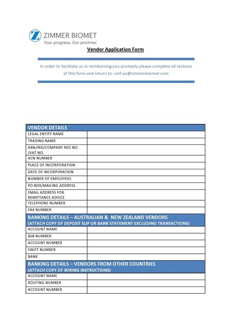 30 Free Vendor Application Forms Templates Templatearchive