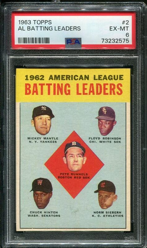 Topps Al Batting Leaders Mickey Mantle Psa Hof