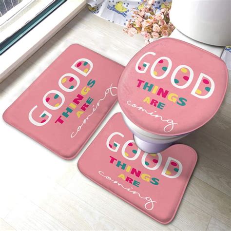 NICKSUN Good Things Are Coming Bathroom Rugs Sets 3 Pieces Inculding U