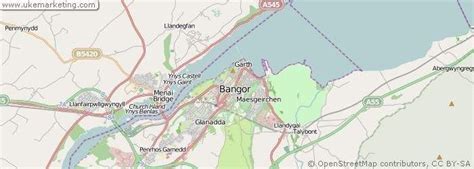 detailed map   town  bangor   uk detailed map map city maps