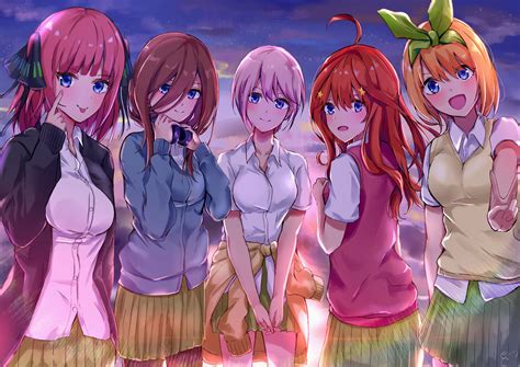 Wallpaper Anime Girls 5 Toubun No Hanayome Nakano Ichika Nakano Itsuki Nakano Miku Nakano