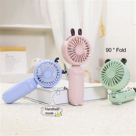 Riguas 1 Set Handheld Fan 3 Gears Switch 2 Wind Speeds 4 Blades USB