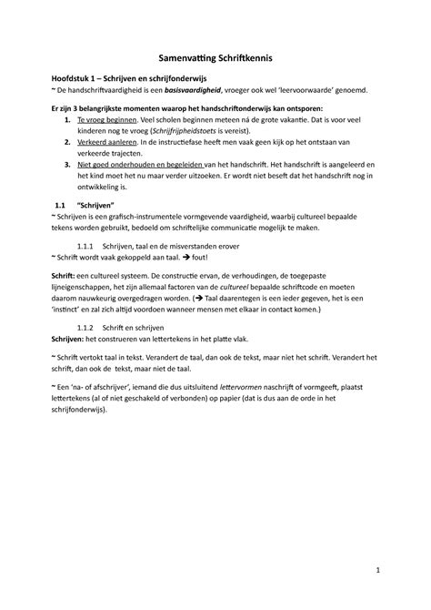 Samenvatting Schriftkennis Samenvatting Schriftkennis Hoofdstuk 1