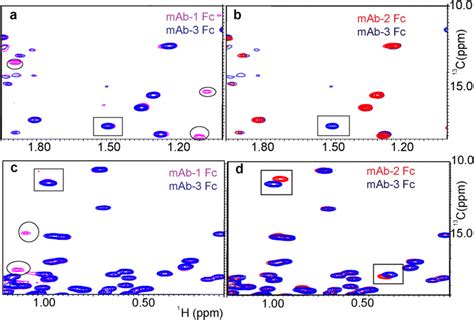 Overlay Of A Cross Section Of 2d ¹³c ¹h Hsqc Spectra Of Mab 1 Fc