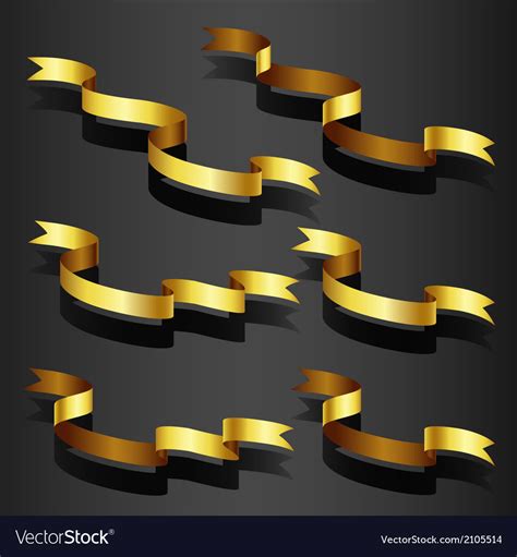 Gold Ribbon Set Royalty Free Vector Image Vectorstock