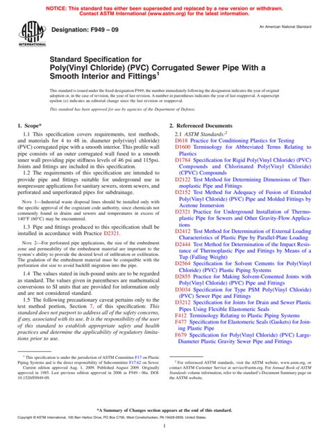 Astm F949 09 Standard Specification For Polyvinyl Chloride Pvc