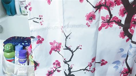 Maytex Cherry Blossom Floral Fabric Shower Curtain Pink 70 X 72