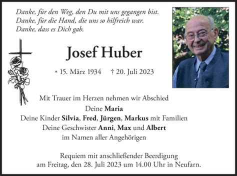 Traueranzeigen Von Josef Huber Trauer Merkur De