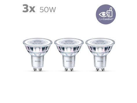 Philips Spot Led Gu10 4 6w Blanc Chaud 3 Pièces Hubo