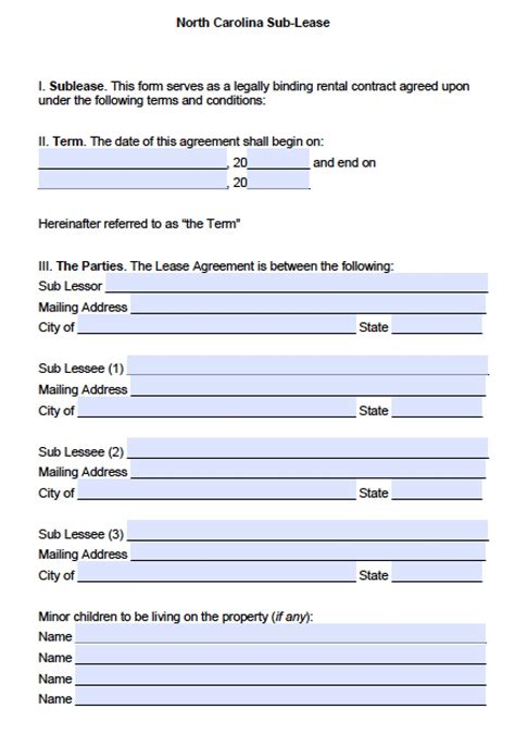 Free North Carolina Rental Lease Agreement Templates Pdf Word