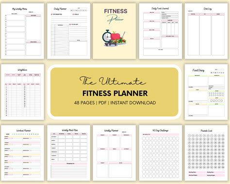 Printable Fitness Planner Weight Loss Tracker Printable Workout Tracker Bundle Workout