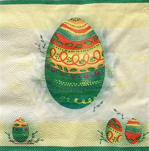 Set Of 2 Pcs 3 Ply Easter Eggs Paper Napkins For Decoupage Or