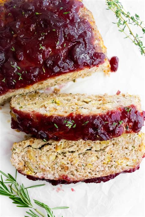 Thanksgiving Turkey Meatloaf Topped With Cranberry Sauce