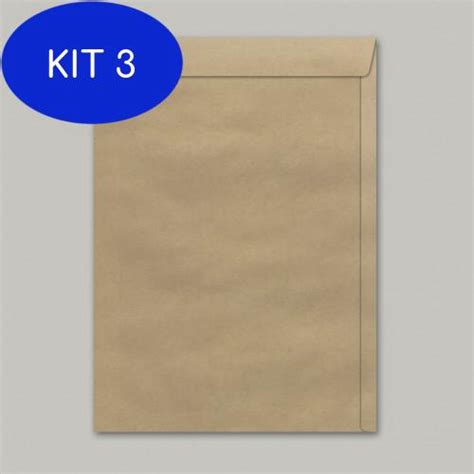 Kit 3 Envelope A4 Saco Kraft 332 229 X 324mm 80 Gr Cx C 100 Submarino