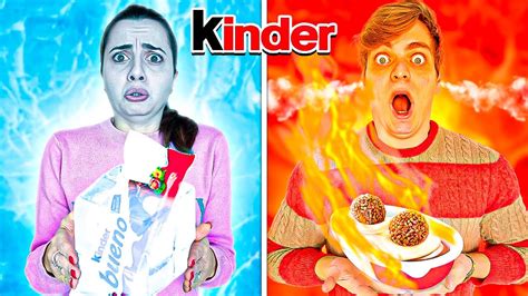 MANGIAMO SOLO CIBO KINDER CALDO VS FREDDO CHALLENGE PER 24 ORE Vs