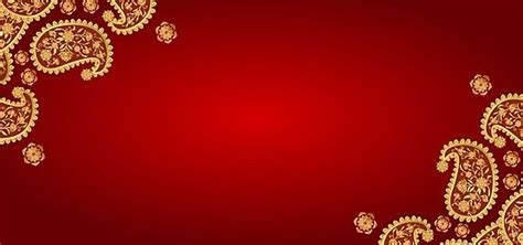 a red and gold background with an ornate design on the bottom right ...