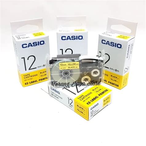 Jual Casio EZ Label Printer Black Ink Yellow XR 12YW1 Label Casio 12MM