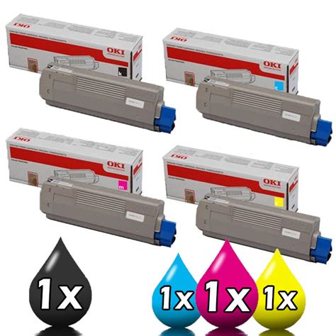 Genuine 4 Pack OKI C532 MC563 MC573 Toner Set 46490609 46490612 1C 1M