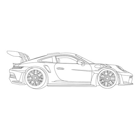 Porsche 992 GT3 Vector Line Drawing Illustration Digital Etsy Canada