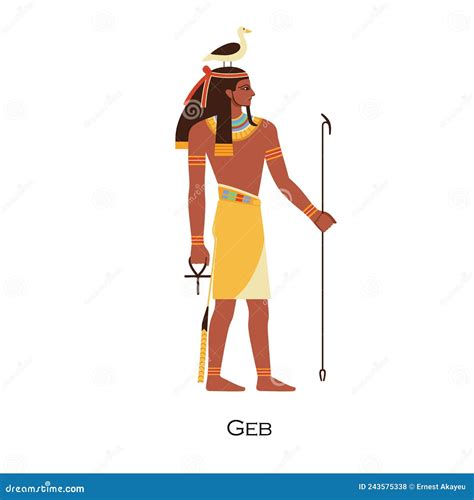 Geb Old Egypts God Of Earth Ancient Egyptian Deity With Goose Bird On