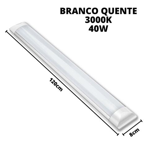 Lumin Ria Tubular Linear Led W Cm Sobrepor Slim Calha Branco