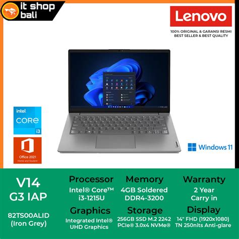 Jual Lenovo V14 G3 Iap 82ts00alid Core I3 1215u 4gb 256gb W11 Ohs Grey