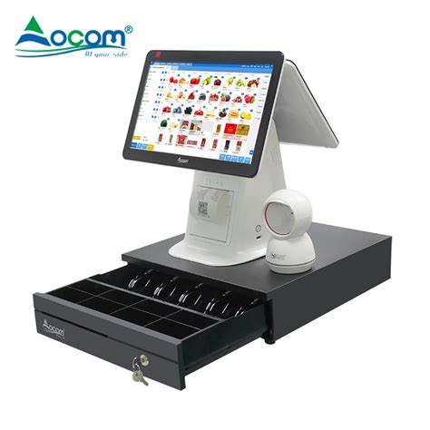 15 Inch All In One POS System Cash Register Android Windows Dual Screen