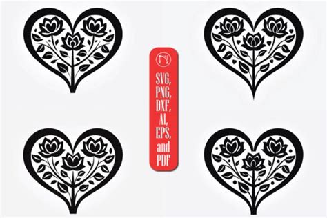 Cricut Valentine Floral Heart Svg Bundle Graphic By Ngised · Creative