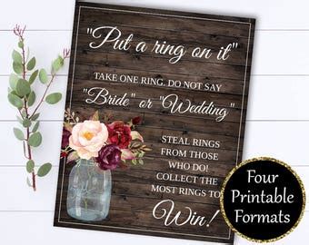 Put A Ring On It Bridal Shower Games Dont Say Bride Ring Etsy