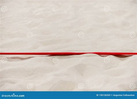 Beach Volleyball Court Up Close And In Detail With Red Plastic L Stock