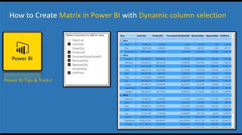 How To Create Matrix In Power Bi With Dynamic Column Selection Youtube