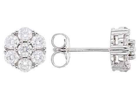 White Cubic Zirconia Rhodium Over Sterling Silver Earrings Ctw