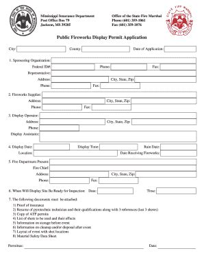 Fillable Online Public Fireworks Display Permit Midmsgov Fax Email