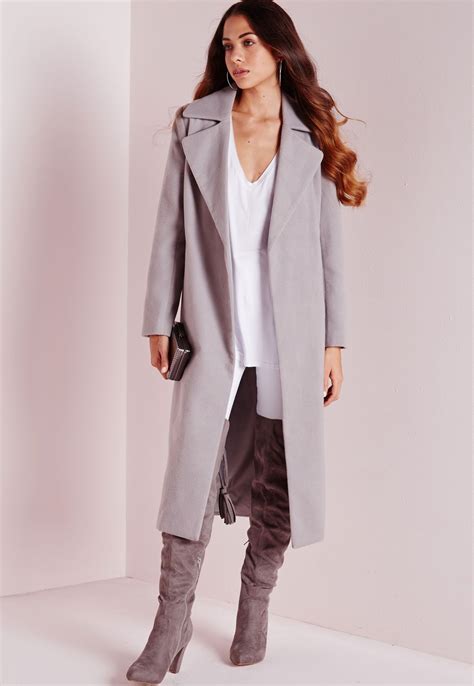 Missguided Oversized Wool Coat Light Grey Mode Femme Manteau Oversize Manteau Gris