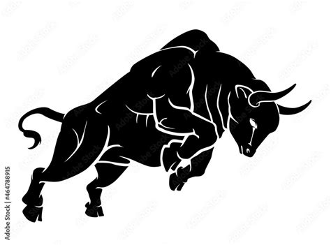 Bull Silhouette Charging Wild Animal Side View Stock Vector Adobe Stock