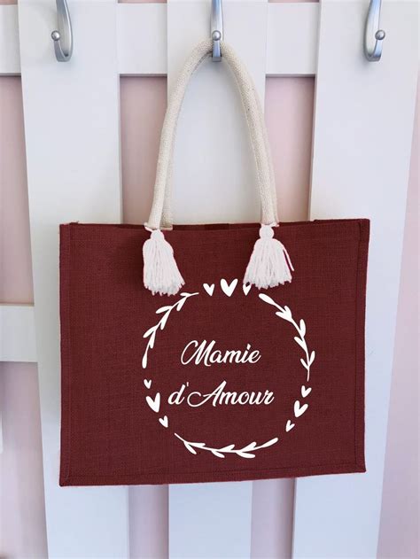 Sac en jute Mamie Sac en jute personnalisé Cadeau de fête des mères Sac