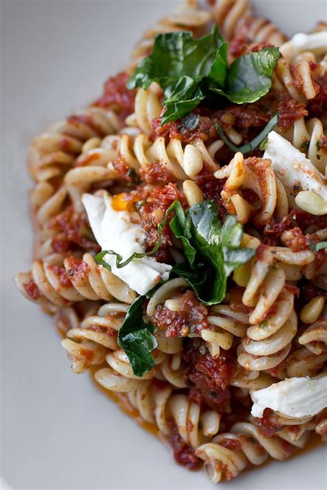 Fusilli Pasta With Cabernet Sun Dried Tomato Basil Pesto Garlic