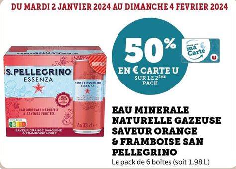 Promo EAU MINERALE NATURELLE GAZEUSE SAVEUR ORANGE FRAMBOISE SAN