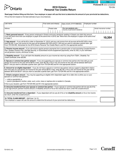 Form Td1on 2018 Fill Out Sign Online And Download Fillable Pdf Ontario Canada Templateroller