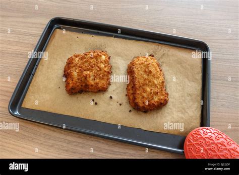 Breaded Cod Fish Steaks Stock Photo Alamy