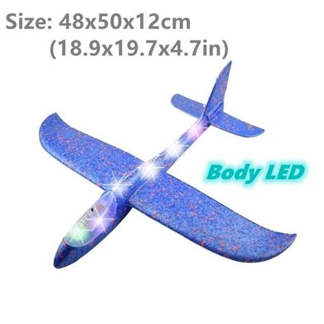 LED Corps Bleu 50cm Grand Avion En Mousse Planeur Volant Avec