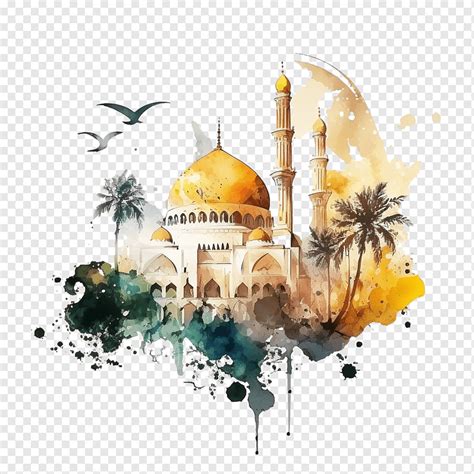 Watercolor Muslim Mosque Muslim Mosque Png Pngwing