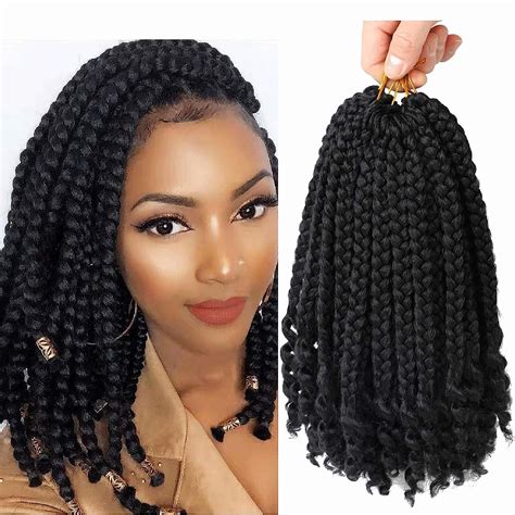 6 Packs Crochet Box Braids Curly Ends 10 Inch Crochet Braids Bohemian Box Braids