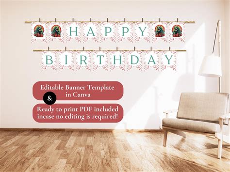 Godzilla Birthday Banner Personalize In Canva Or Download And Print
